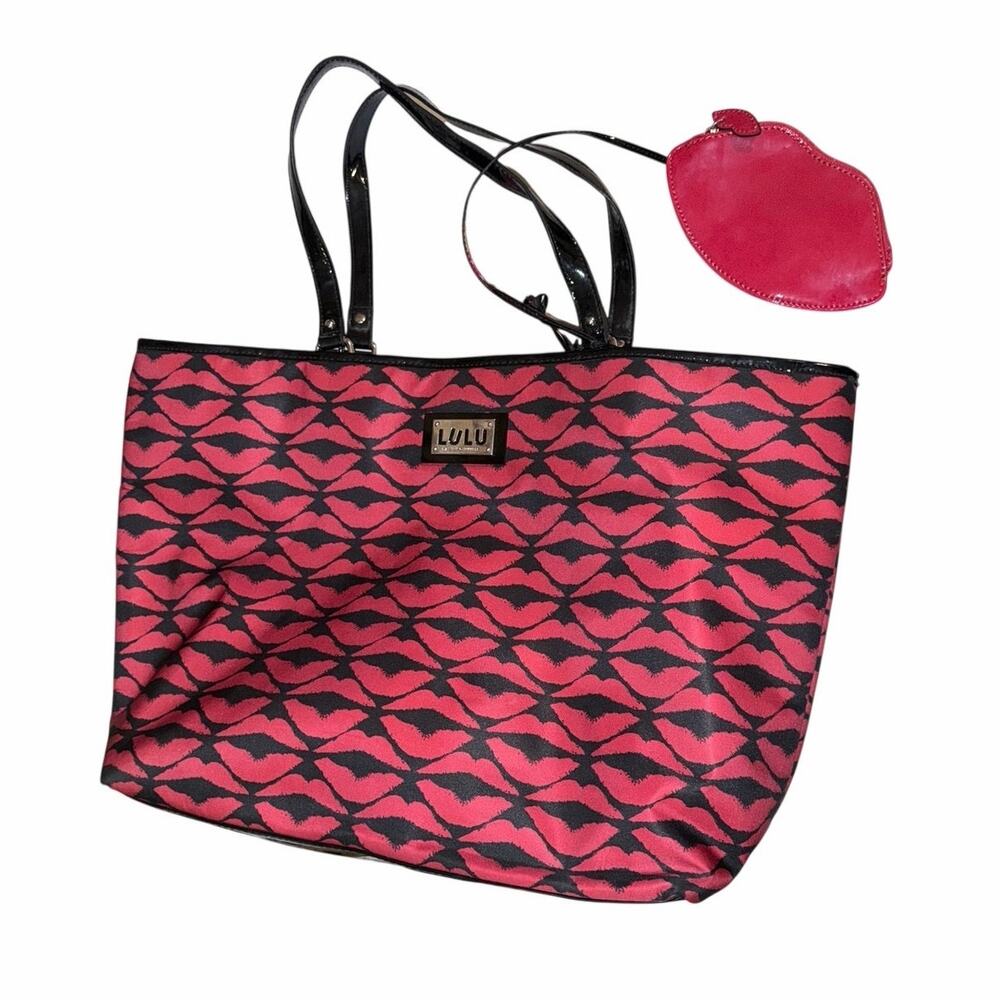 NWT Lulu red black lips kiss waitrose Guinness large tote bag pinup rockabilly